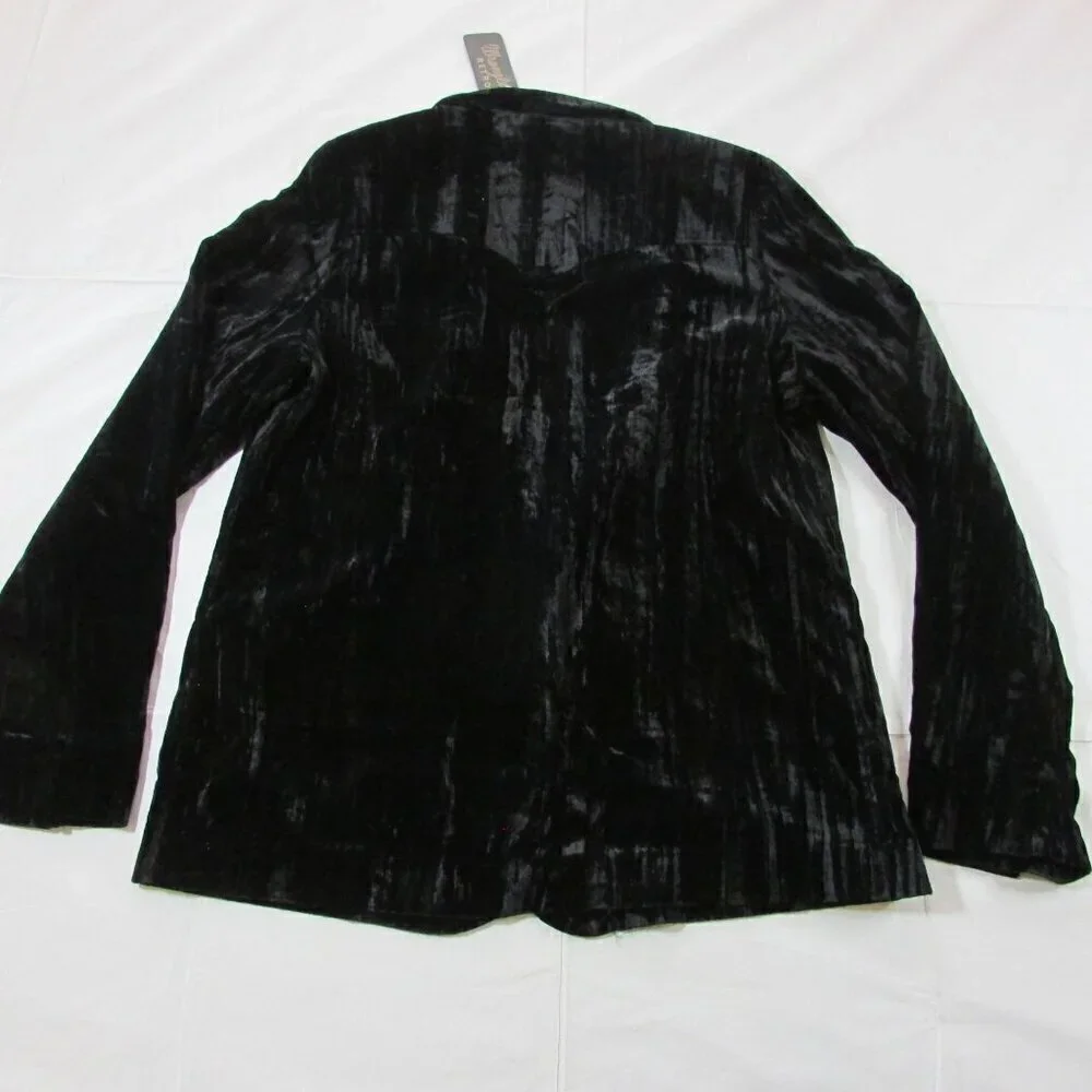 Wrangler Retro Women's Small Single Button Velvet Party Blazer Jacket - Black